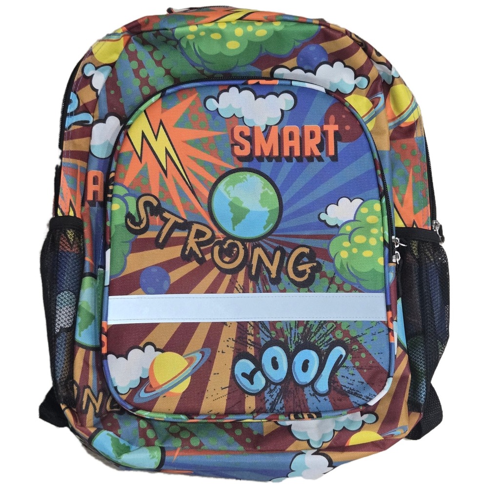 Clever Crazes Kids Backpack Smart Strong Cool Comic Print School Bag w/ Folders